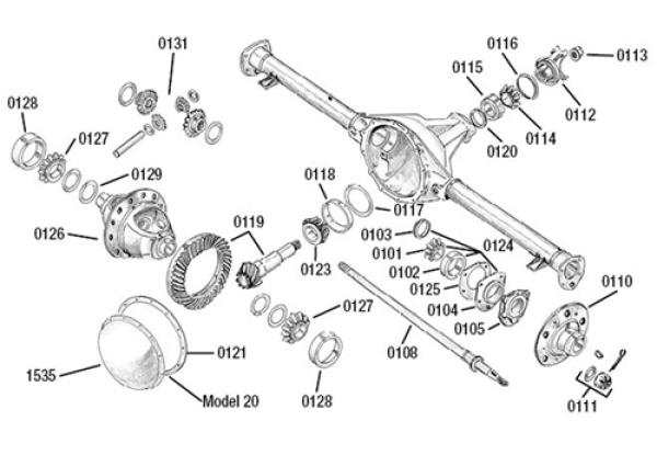 Kardaneingangsimmerring mit Kardanflanschmutter AMC 20 Hinterachse