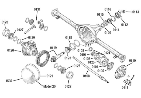 Kegelrad & Telleradsatz ohne Lager Dana 44 Hinterachse, 3 : 54 Ratio