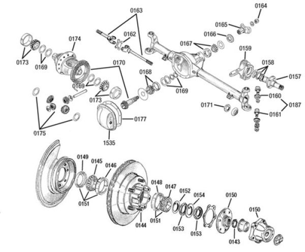 Kegelrad & Tellerradset Vorderachse Dana 30 ohne Lager, 2 : 73 Ratio