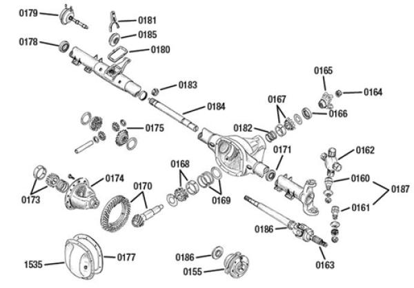 Kegelrad & Tellerradset Dana 30 Vorderachse ohne Lager, 4:88 Ratio