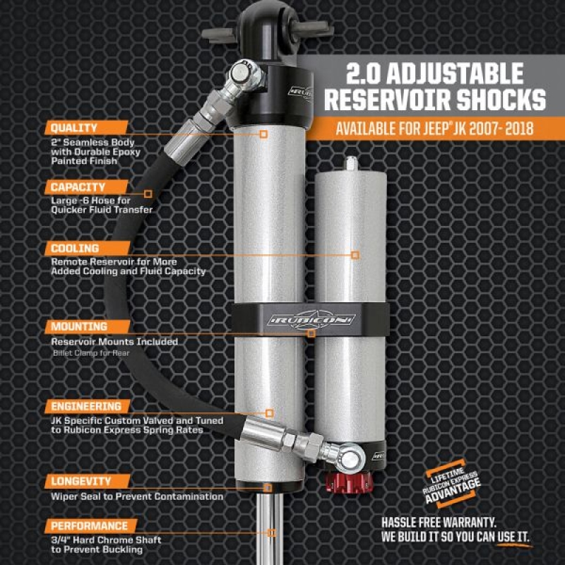 Rubicon Express 2.0 Reservoir Monotube Stoßdämpfer einstellbar  hinten  2" - 3" 
