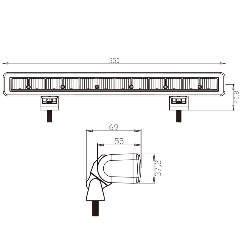 2x Led Lightbar 13" 36W 1595lm einreihig mit E-Prüfzeichen