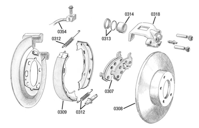 Bremssatteldichtsatz Hinterachse mit Kolben