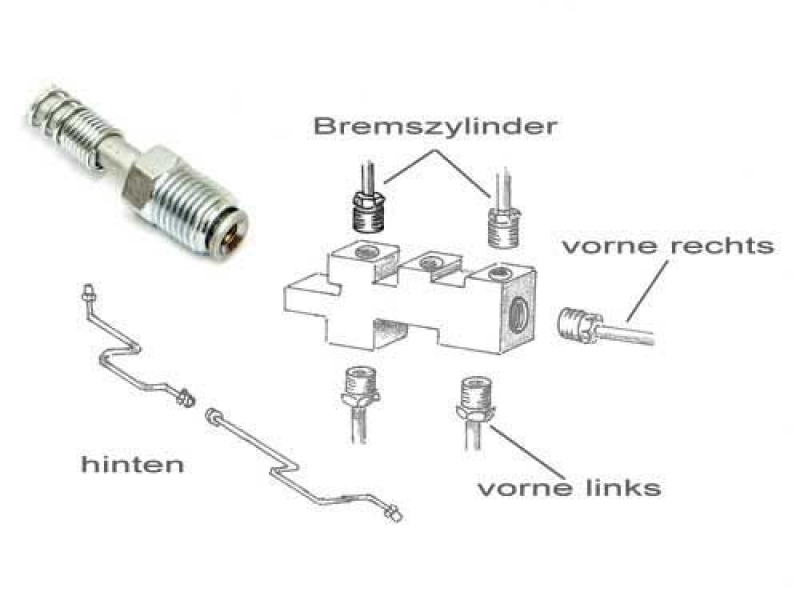 Bremsleitung, oben Hinterachse Ø 3/16 = 4,8mm