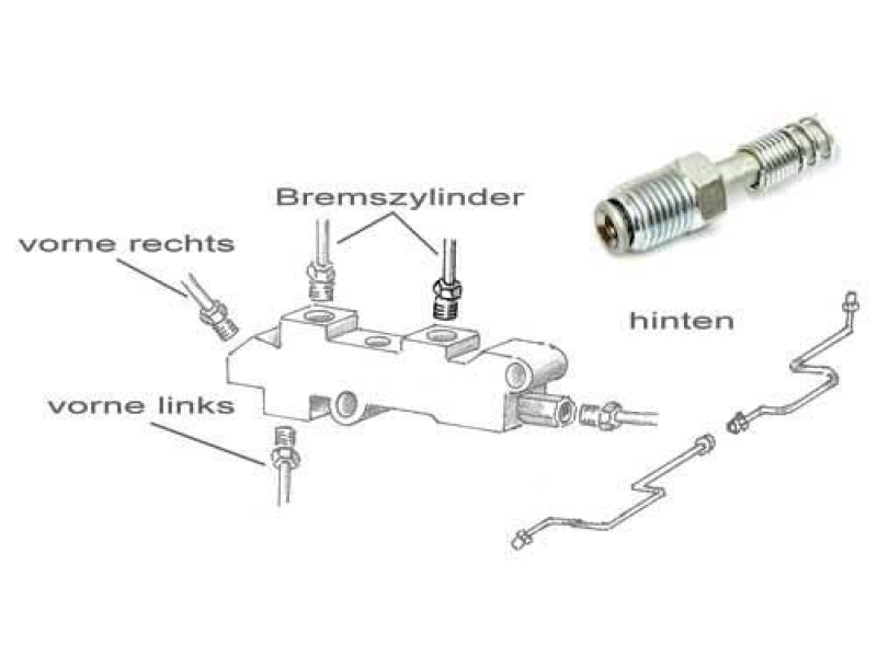 Bremsleitung, oben Hinterachse Ø 1/4 = 6,3mm