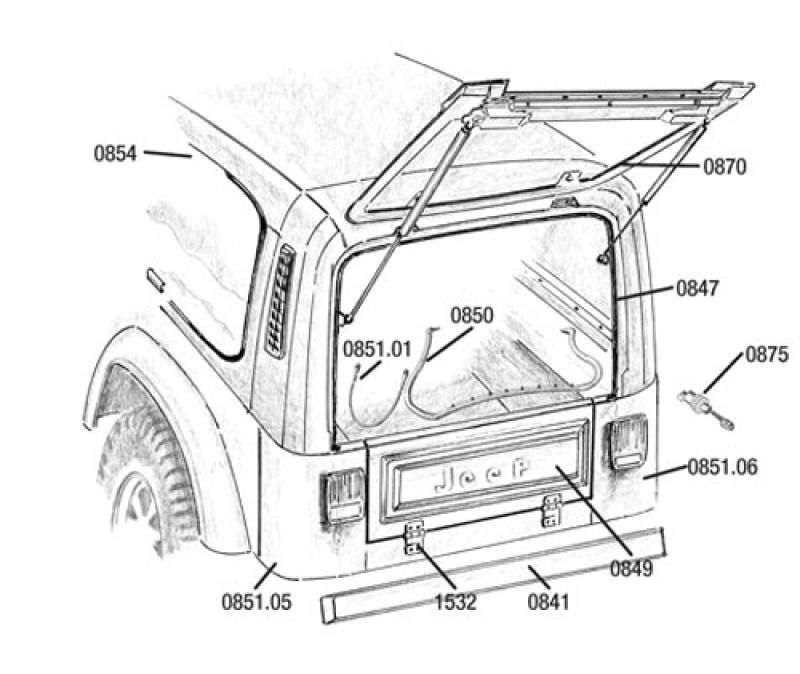 Jeep CJ-8 Emblem, Selbstklebend, Metall