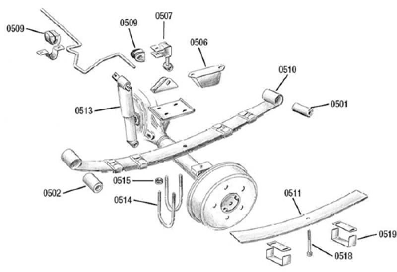 Federbügel Kit hinten 4 Bügel mit Muttern DANA 35