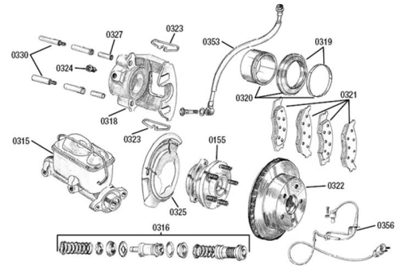 Bremssattelführung und Schrauben Kit Vorderachse